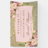Faux Gold Glitter Blush Pink Floral Vrijgezellenfe Spandoek (Verticaal)