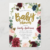 Faux Gold glitter bordeauxrood baby shower