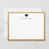 Faux Gold Glitter Border Heart gepersonaliseerd Bedankkaart (Voorkant)