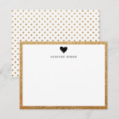 Faux Gold Glitter Border Heart gepersonaliseerd Bedankkaart (Voorkant / Achterkant)