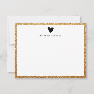 Faux Gold Glitter Border Heart op maat Bedankkaart