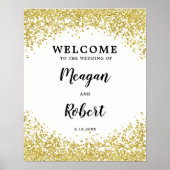 Faux gold glitter bruiloft welkomstbord wit poster (Voorkant)
