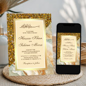 Faux Gold Glitter bruin marmer Muslim Weddenschap Kaart