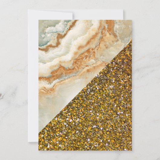 Faux Gold Glitter bruin marmer Muslim Weddenschap Kaart (Achterkant)