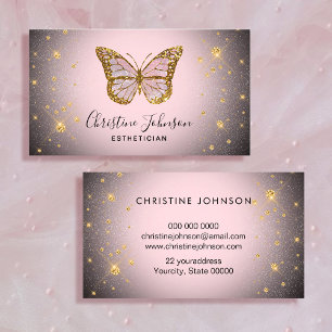 faux gold glitter butterfly logo visitekaartje
