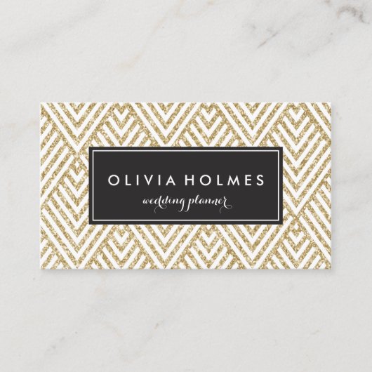Faux Gold Glitter Chevron Pattern Visitekaartje (Voorkant)