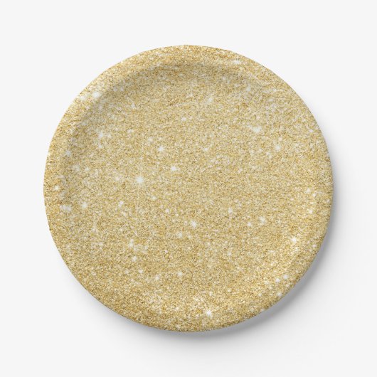 Faux Gold Glitter Chic Papier Borden Papieren Bordje (Voorkant)