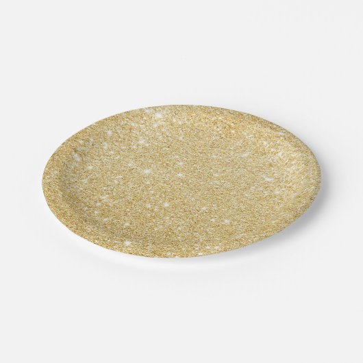 Faux Gold Glitter Chic Papier Borden Papieren Bordje (Gekanteld)