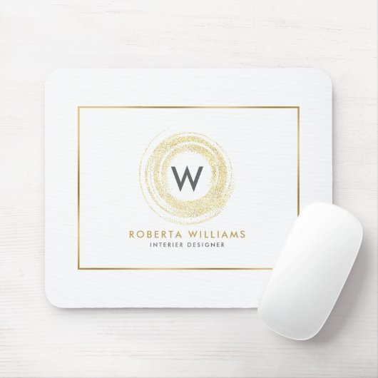 Faux Gold Glitter Circle Logo Muismat (Met muis)