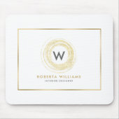 Faux Gold Glitter Circle Logo Muismat (Voorkant)