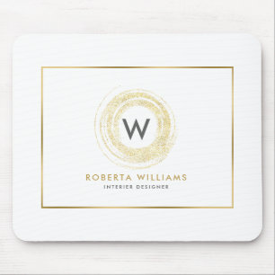 Faux Gold Glitter Circle Logo Muismat