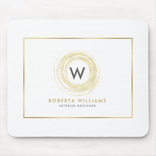 Faux Gold Glitter Circle Logo Muismat (Voorkant)