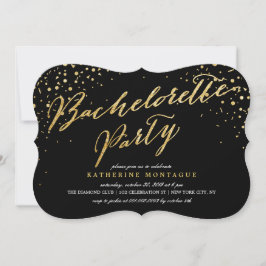 Faux Gold Glitter Confetti Chique Bachelorette Par Kaart