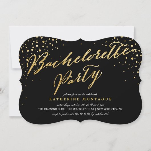 Faux Gold Glitter Confetti Chique Bachelorette Par Kaart (Voorkant)