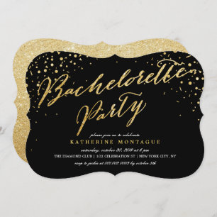 Faux Gold Glitter Confetti Chique Bachelorette Par Kaart