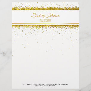 Faux Gold Glitter Confetti Designer - Letterhead Persoonlijk Briefhoofd