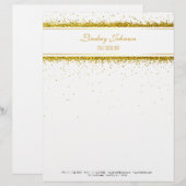 Faux Gold Glitter Confetti Designer - Letterhead Persoonlijk Briefhoofd (Voorkant / Achterkant)