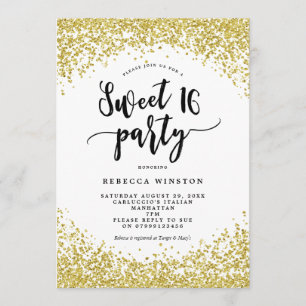 faux gold glitter confetti gezoet 16 uitnodiging