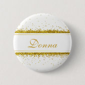 Faux Gold Glitter Confetti Name - Button (Voorkant)