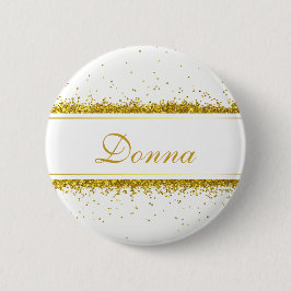 Faux Gold Glitter Confetti Name - Button