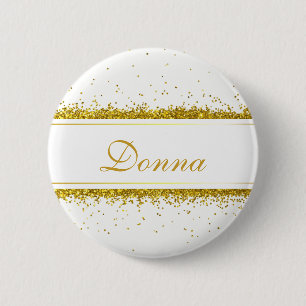 Faux Gold Glitter Confetti Name - Button