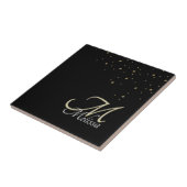 Faux Gold Glitter Confetti Name en Gold Monogram Tegeltje (Zijkant)