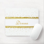 Faux Gold Glitter Confetti Name - Mousepad Muismat (Met muis)