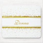 Faux Gold Glitter Confetti Name - Mousepad Muismat (Voorkant)