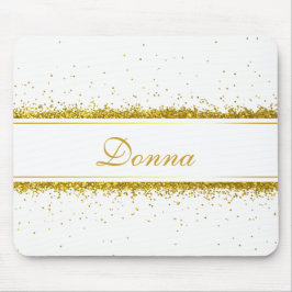 Faux Gold Glitter Confetti Name - Mousepad Muismat