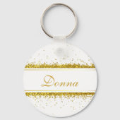 Faux Gold Glitter Confetti Name - Sleutelhanger (Voorkant)