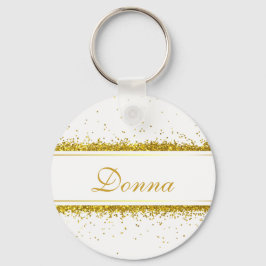 Faux Gold Glitter Confetti Name - Sleutelhanger
