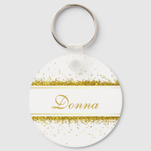 Faux Gold Glitter Confetti Name - Sleutelhanger