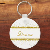 Faux Gold Glitter Confetti Name - Sleutelhanger (Voorkant)