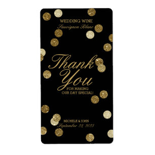 Faux Gold Glitter Confetti Weddenschap Wijn Etiket