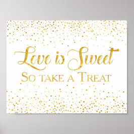 Faux Gold Glitter Confetti Wedding Dessert Sign Poster