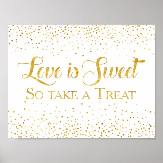 Faux Gold Glitter Confetti Wedding Dessert Sign Poster (Voorkant)
