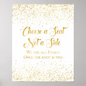 Faux Gold Glitter Confetti Wedding Seding Sign Poster (Voorkant)