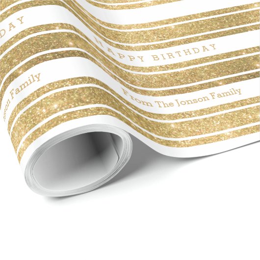 Faux Gold Glitter Custom Birthday Paper Wrap Cadeaupapier (Rol Hoek)