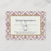 Faux Gold Glitter Damask Floral Pattern Business Afsprakenkaartje (Achterkant)
