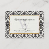 Faux Gold Glitter Damask Floral Pattern Business Afsprakenkaartje (Achterkant)