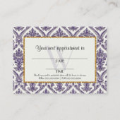 Faux Gold Glitter Damask Floral Pattern Business Afsprakenkaartje (Achterkant)