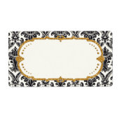 Faux Gold Glitter Damask Floral Pattern Business Etiket (Voorkant)