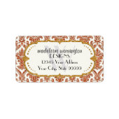 Faux Gold Glitter Damask Floral Pattern Business Etiket (Voorkant)