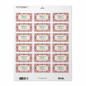 Faux Gold Glitter Damask Floral Pattern Business Etiket (Full Sheet)