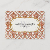 Faux Gold Glitter Damask Floral Pattern Business Visitekaartje (Voorkant)