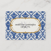 Faux Gold Glitter Damask Floral Pattern Business Visitekaartje (Voorkant)