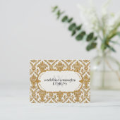 Faux Gold Glitter Damask Floral Pattern Business Visitekaartje (Staand voorkant)