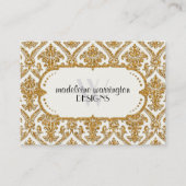 Faux Gold Glitter Damask Floral Pattern Business Visitekaartje (Voorkant)