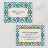 Faux Gold Glitter Damask Floral Pattern Business Visitekaartje (Voorkant / Achterkant)