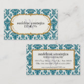 Faux Gold Glitter Damask Floral Pattern Business Visitekaartje (Voorkant / Achterkant)